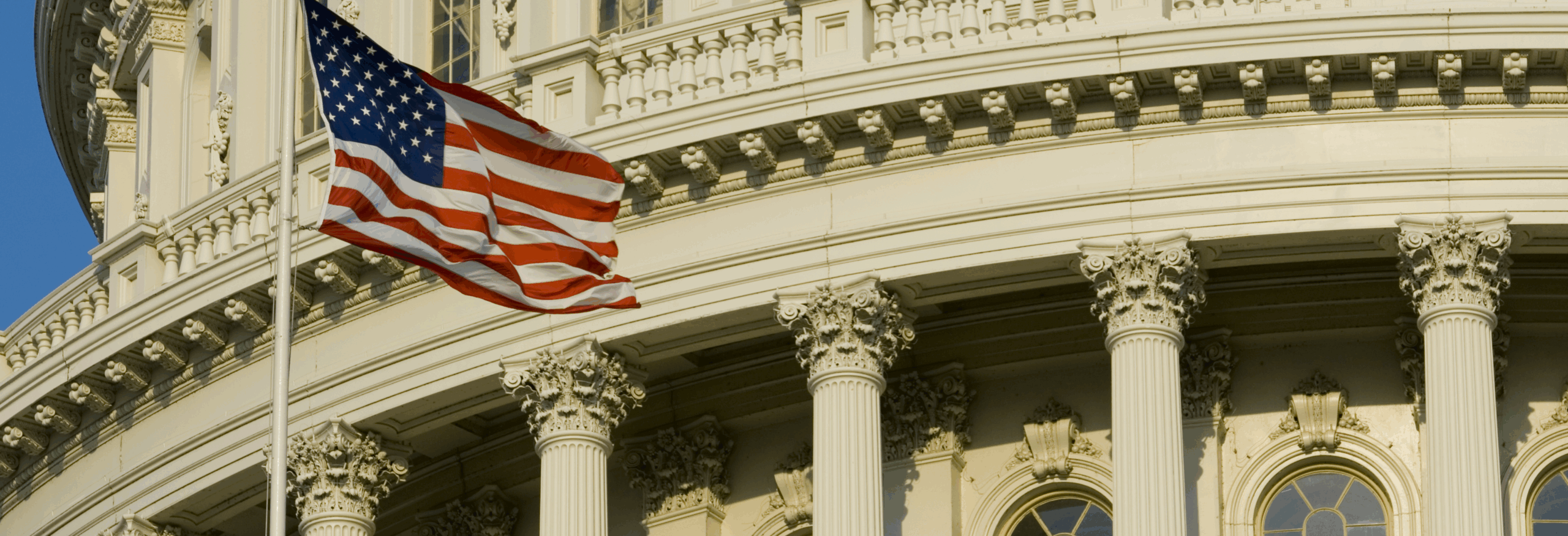 American flag in front of U.S. government building